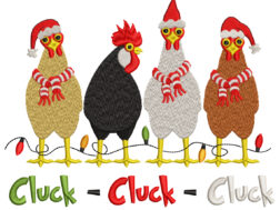 Chickens Christmas Embroidery Design