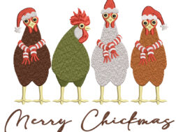 Merry Chickmas Christmas Embroidery Design