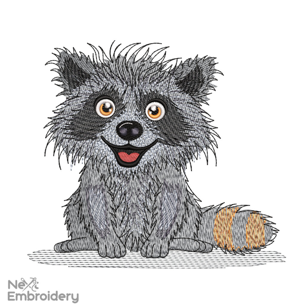 Baby Racoon Embroidery Design - NextEmbroidery