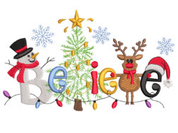 Believe Christmas Embroidery Design