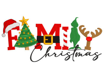 Family Christmas Embroidery Design, Merry Christmas Santa Claus Holiday Machine Embroidery Design, Instant Download