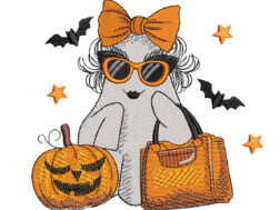 Funny Shopping Ghost Embroidery Design