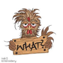 Grumpy Chicken Embroider Design, Machine embroidery file, Instant Download