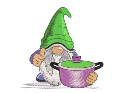 Cooking Pot Gnome Embroidery Design