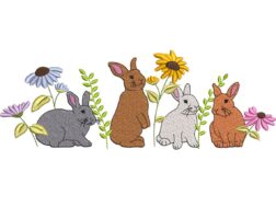 Floral Bunny Embroidery Design