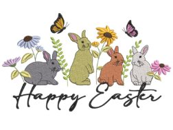Happy Easter Bunny Embroidery Design