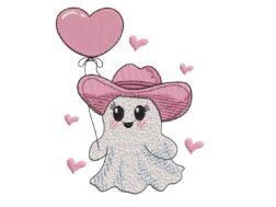 Howdy Valentine Ghost Embroidery Designs