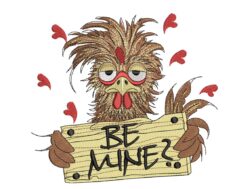Valentine Grumpy Chicken Embroider Design