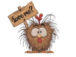 Valentine Love Crazy Funny Chicken Embroidery Design