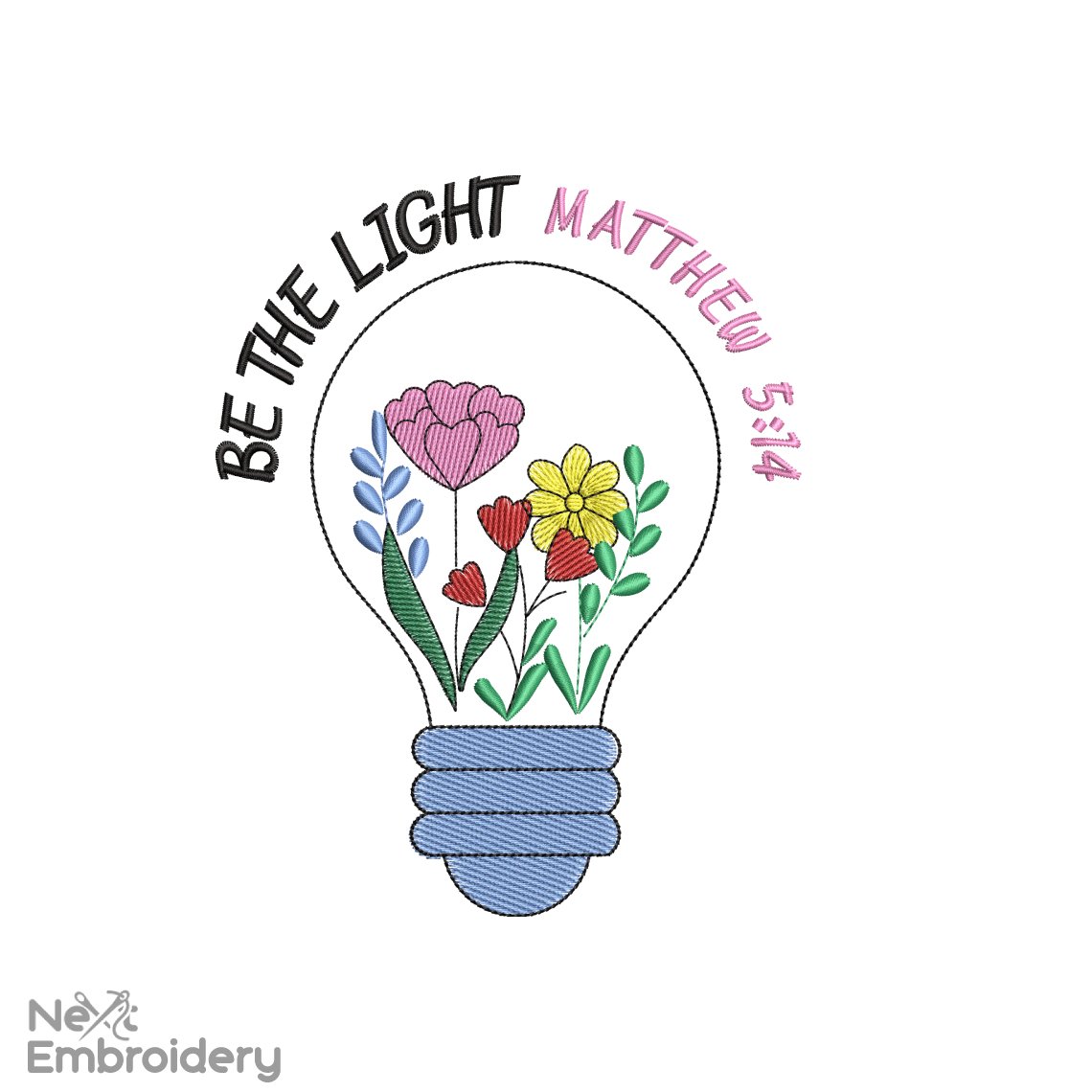Be the light embroidery design, Matthiew 5 14 embroidery design, Machine embroidery file, Instant Download