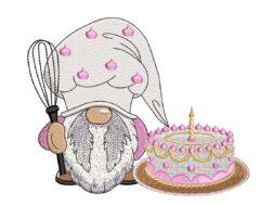 Cake Gnome Embroidery Design