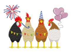Chickens Birthday Embroidery Design