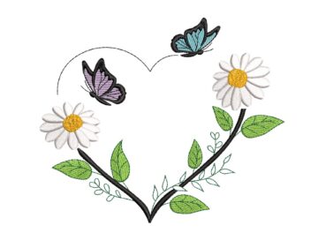 Daisies Wreath Embroidery Design, Minimalist Embroidery Design, Instant Download