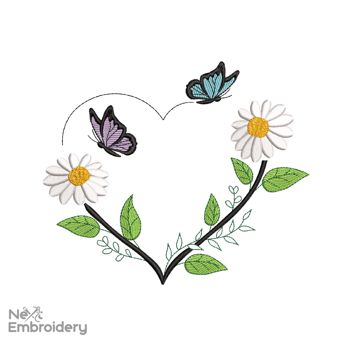 Daisies Wreath Embroidery Design, Minimalist Embroidery Design, Instant Download