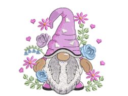 Floral Gnome Embroidery Design