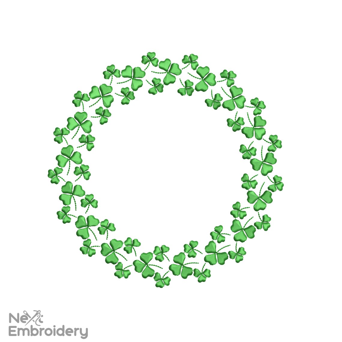 Four-leaf clover wreath embroidery design. St.Patrick's day embroidery design. Mini clover, Irish Shamrock embroidery design. Clover leaf