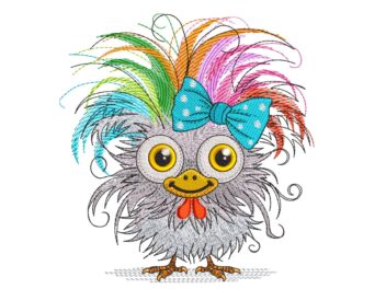 Funny Crazy Chicken Embroidery Design, Cute Chicken Machine Embroidery File, Instant Download