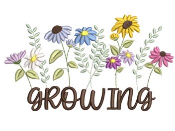 Growing Embroidery Design, Machine Embroidery Design, Instant Download