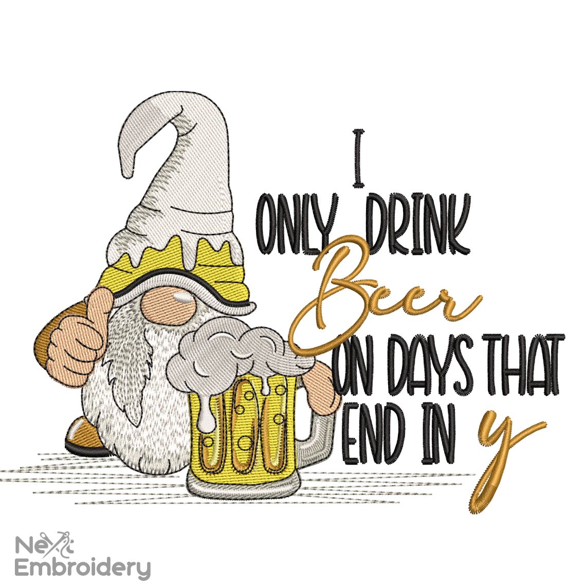 Love Beer Gnome Embroidery Designs, Irish, Shamrock, Lucky, Happy Embroidery Design