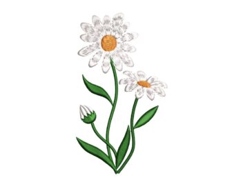 Daisies Wildflowers Embroidery Design, Garden Spring Embroidery Designs