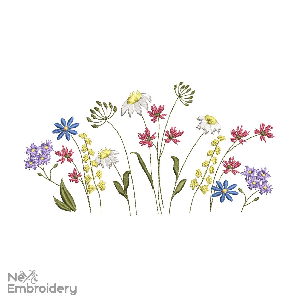 Mini Wildflowers Embroidery Design, Garden Spring Embroidery Designs