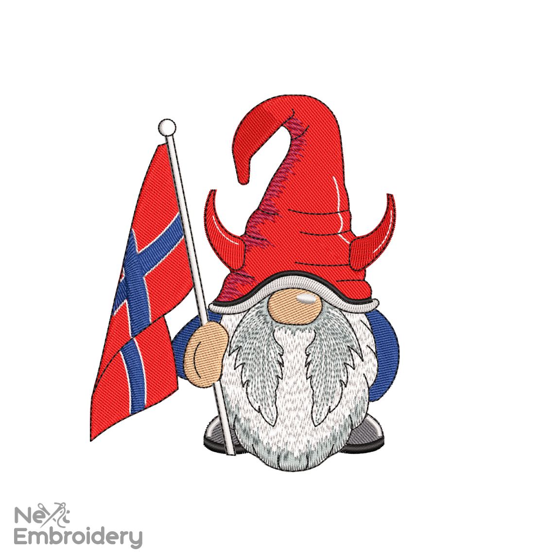 Norwegian Gnome Embroidery Design, Nordic Gnome Embroidery Design, Instant Download