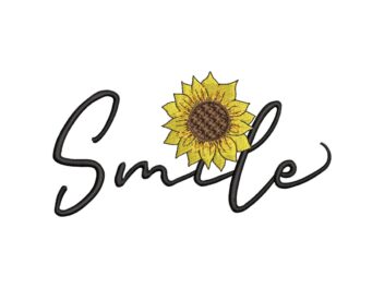 Smile Embroidery Design, Happy Sunflower Machine Embroidery File, Instant Download