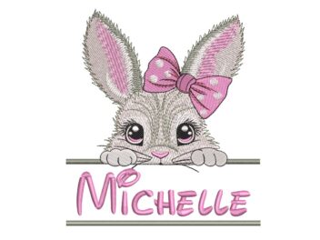 Split Easter Embroidery Design. Rabbit Easter Embroidery Design. Instant Download