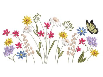 Spring Mini Wildflowers Embroidery Design. Garden Spring Embroidery Designs
