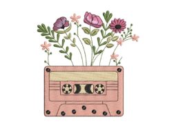Vintage Cassette embroidery design