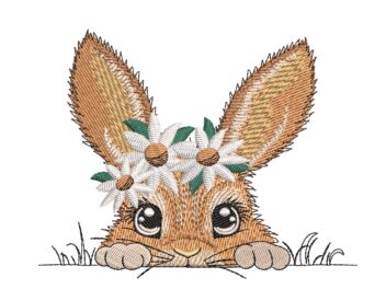 Floral Rabbit Embroidery Design. Bunny Easter Embroidery Design, Instant Download