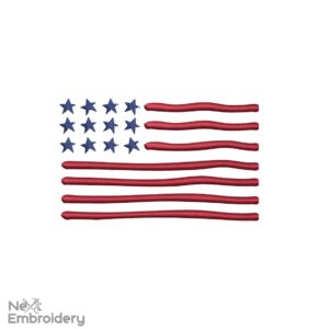 Mini America Flag Doodle Embroidery Designs. USA Patriotic Embroidery Designs, Instant Download