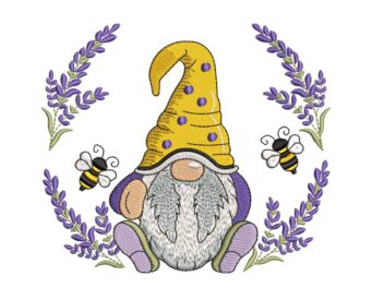 Provence Lavender Embroidery Design. Spring Gnome Embroidery Designs, Holiday Embroidery Designs