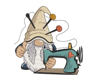 Sewing Gnome Embroidery Design. Sew Machine Embroidery Designs, Knitting Embroidery Design, Instant Download