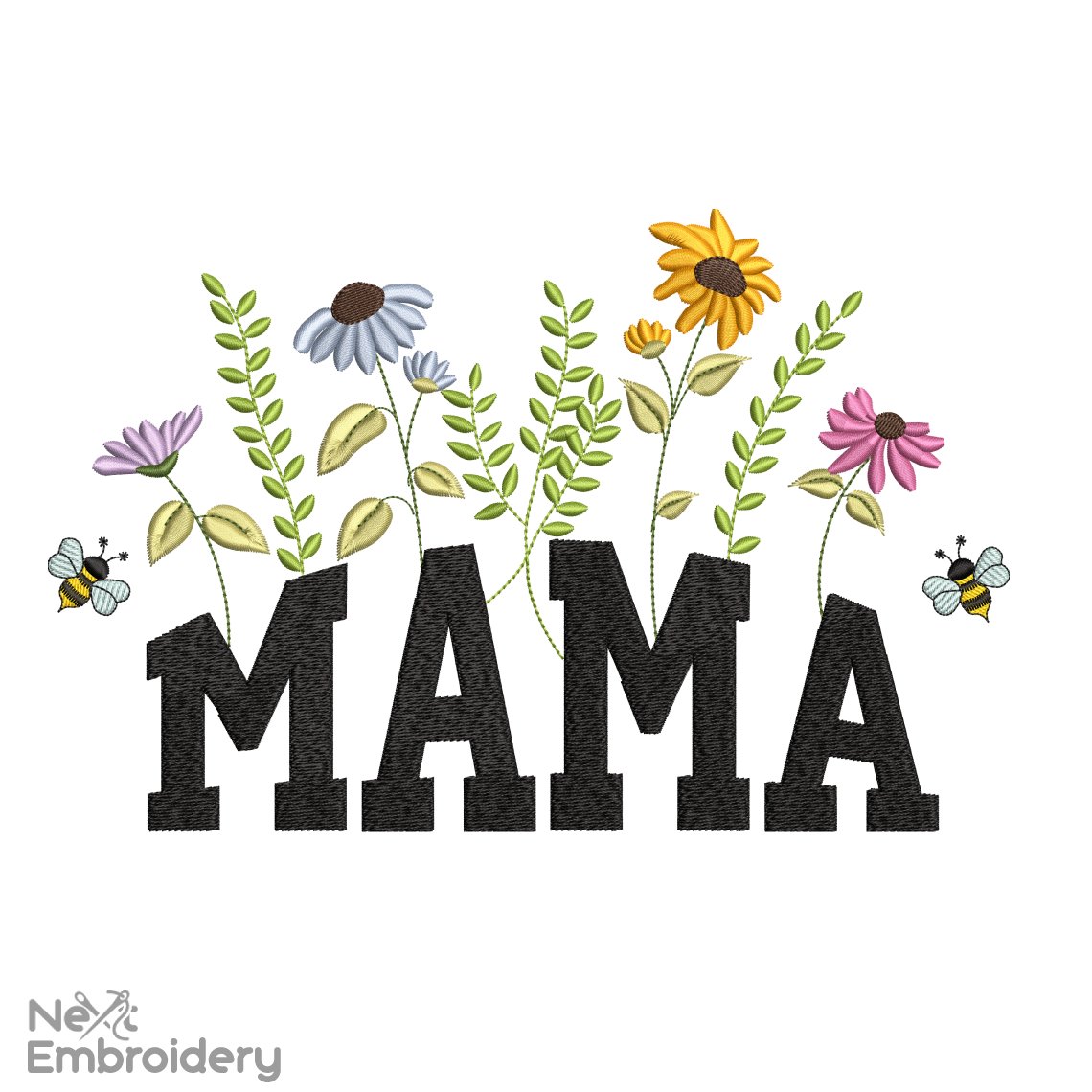 Mama Flowers Embroidery Design