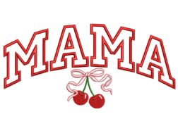 Cherry Bow Coquette Mama Embroidery Design