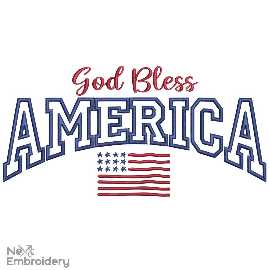 God Bless America Embroidery Designs, USA Patritic Embroidery Designs, Instant Download