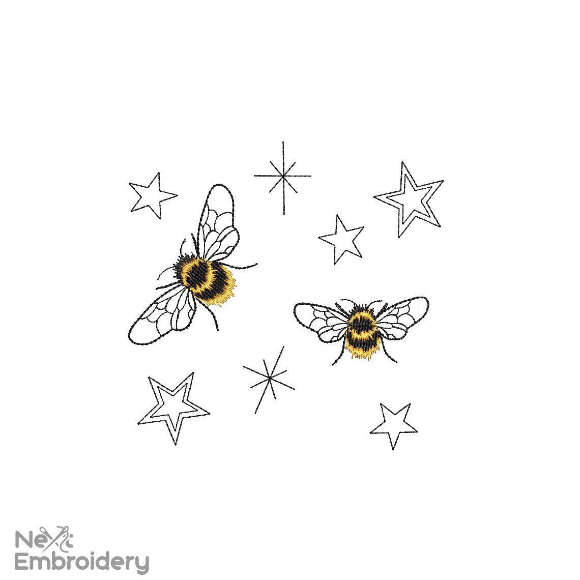 Mini Bumble Bee Embroidery Design. Retro Embroidery Design, Instant Download