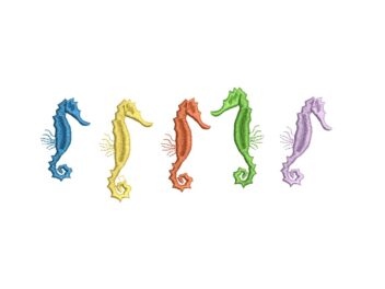 Seahorse embroidery design, Marine Nautical Machine embroidery designs. Sea Shell design