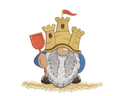 Sand Castle Gnome Embroidery Design
