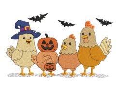 Halloween Chickens Embroidery Design