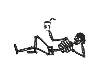 Chill Skeleton Embroidery Design. Halloween Pumpkin Skeleton Meditating Embroidery Designs. Spooky Skeleton Embroidery Design