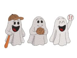 Halloween Baseball Ghosts Embroidery Design
