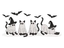 Halloween Ghost cats Embroidery Design