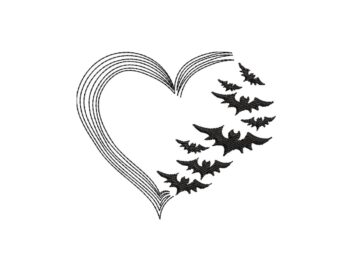 Halloween Heart Embroidery Design. Halloween Machine Embroidery Design, spooky season, Fall embroidery, spider web, bat embroidery PES