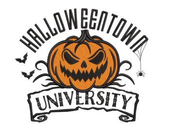 HalloweenTown University Embroidery Design. Halloween Embroidery. Funny Pumpkin Ghost Horror Machine Embroidery
