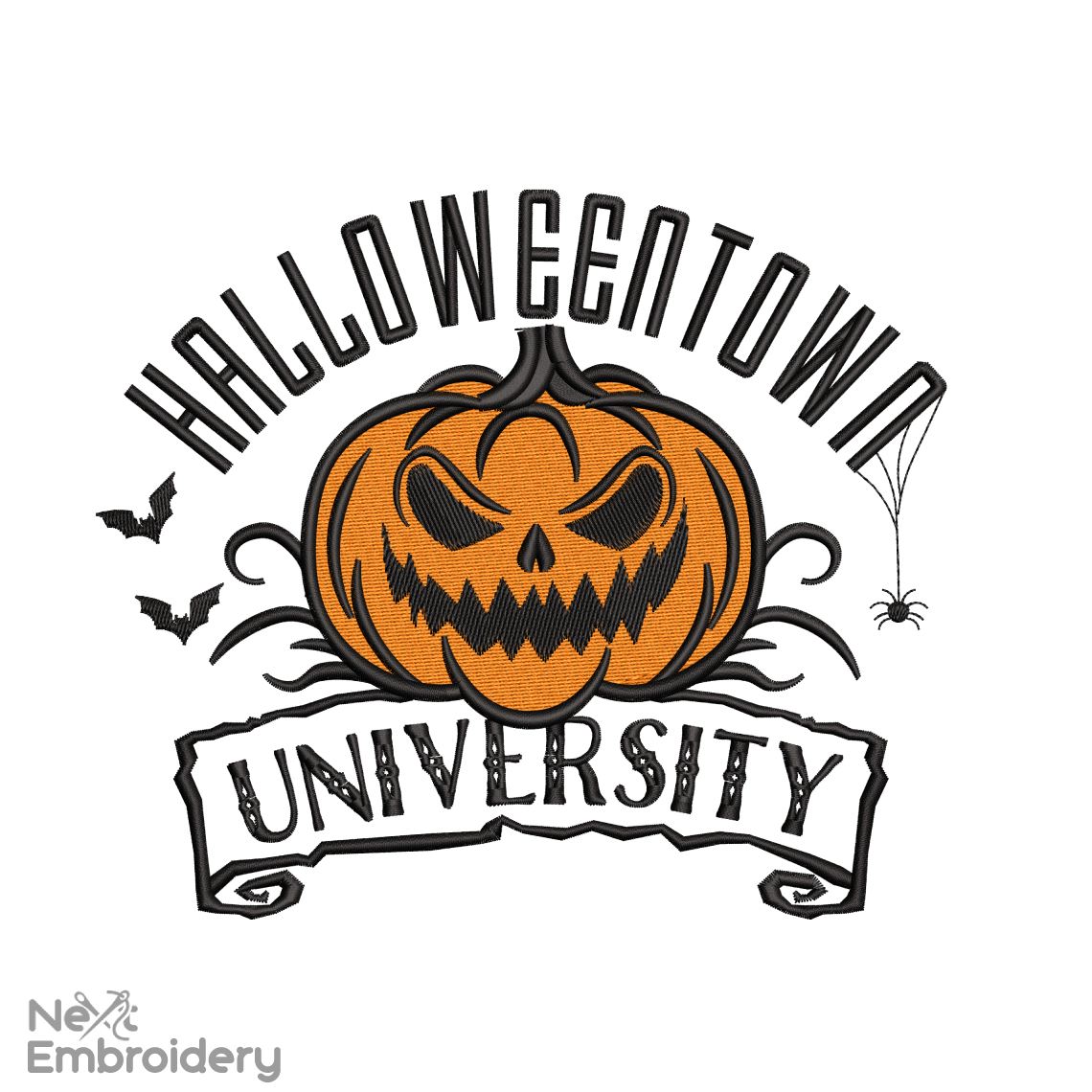 HalloweenTown University Embroidery Design. Halloween Embroidery. Funny Pumpkin Ghost Horror Machine Embroidery