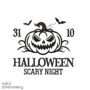 Scary Night Halloween Embroidery Design. 4 sizes. Instant Download