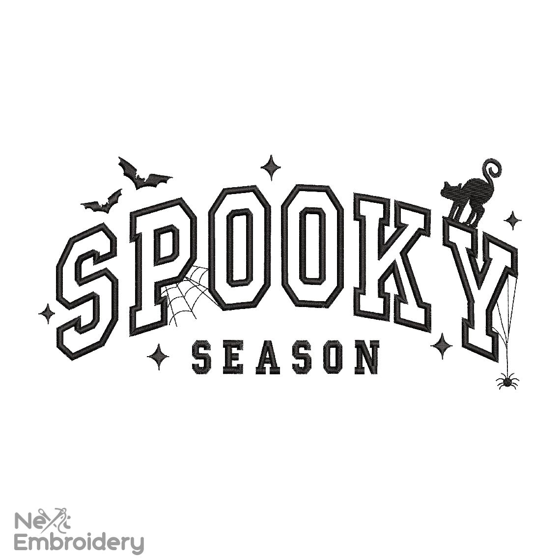 Spooky Season Embroidery Design. Halloween Machine Embroidery Design, spooky season, Fall embroidery, spider web, bat embroidery PES