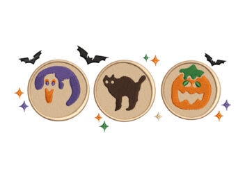 Halloween Sugar Cookie Embroidery Design. Spooky Cat Pumpkin Ghost Dessert Embroidery, Cute Trendy Machine Embroidery, Instant Download